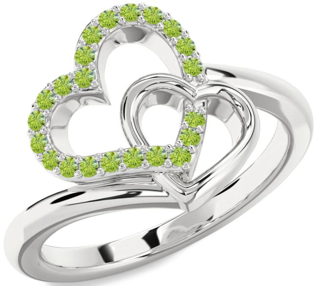 Peridot Platinum Heart Ring