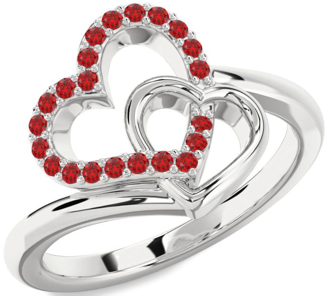 Ruby Platinum Heart Ring