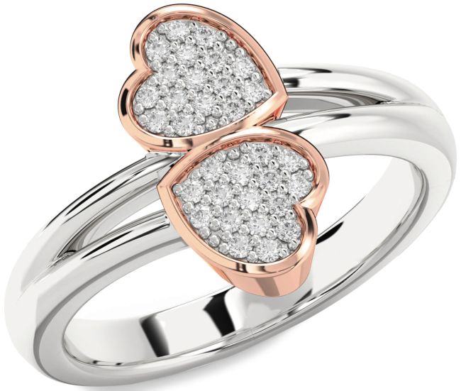 Diamond Platinum & Rose Gold Heart Ring