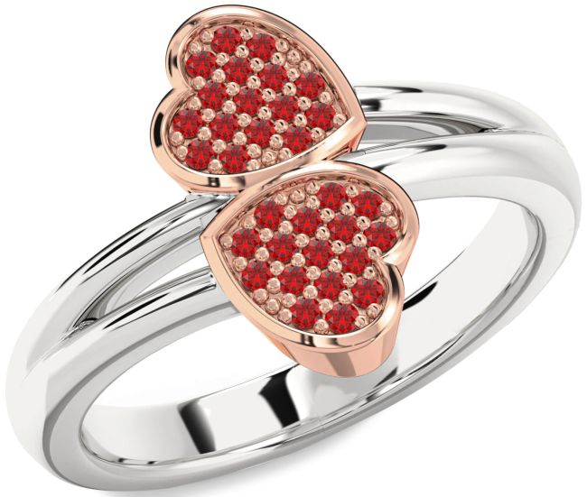 Ruby Rose Gold Silver Heart Ring