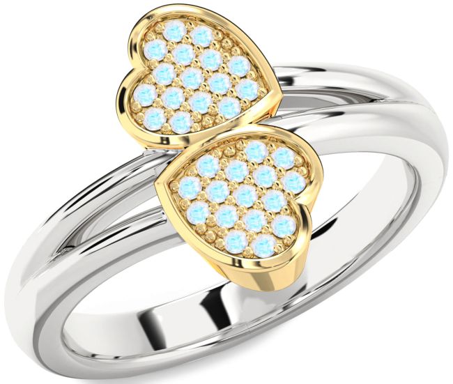 Moonstone Gold Silver Heart Ring
