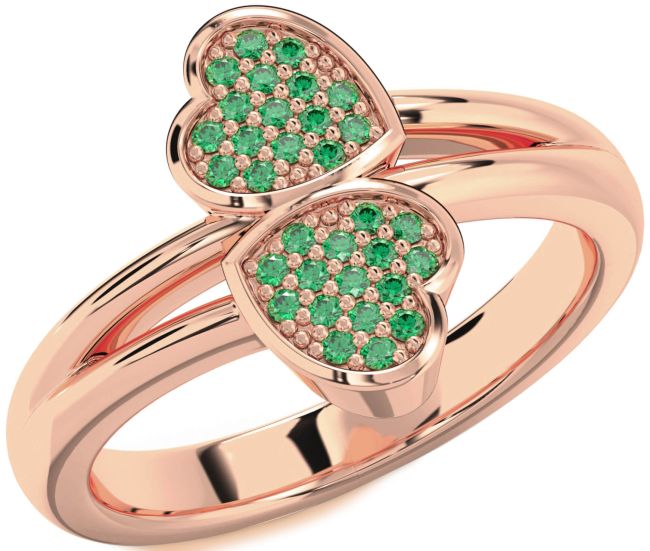 Emerald Rose Gold Heart Ring