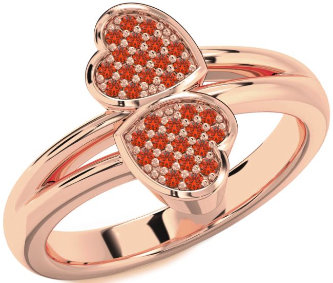 Fire Opal Rose Gold Heart Ring