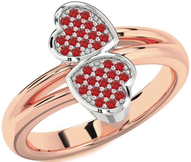 Ruby Rose Gold Silver Heart Ring
