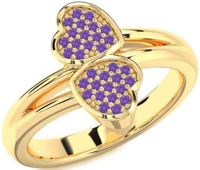 Amethyst Gold Heart Ring