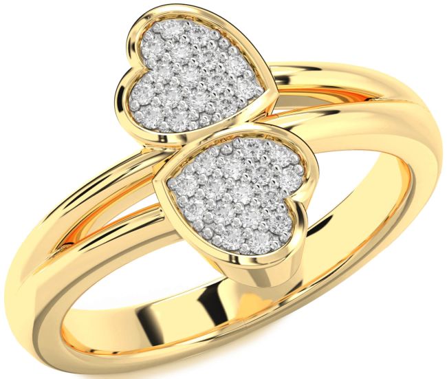 Lab Diamond Gold Silver Heart Ring