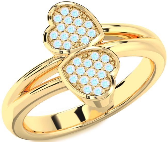 Moonstone Gold Silver Heart Ring