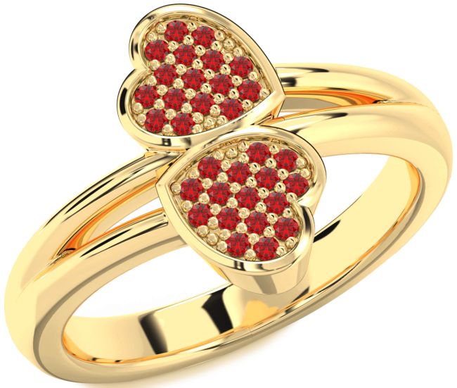 Ruby Gold Heart Ring