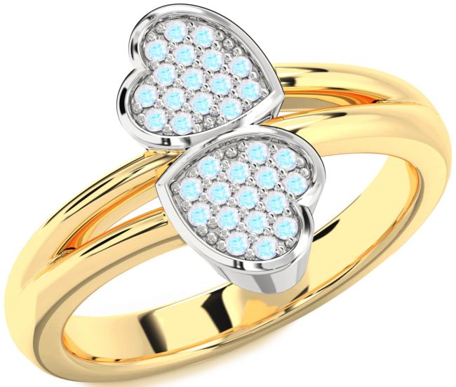 Moonstone Gold Silver Heart Ring