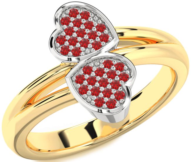 Ruby Gold Silver Heart Ring