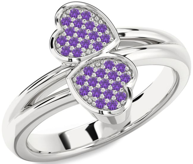 Amethyst Silver Heart Ring