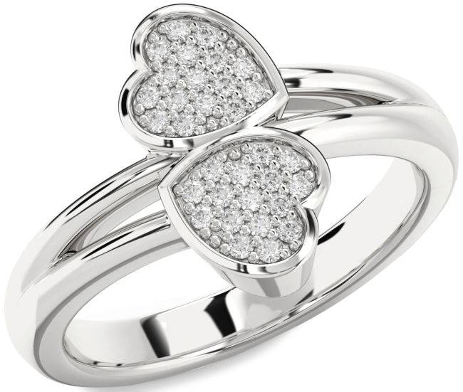 Diamond Silver Heart Ring
