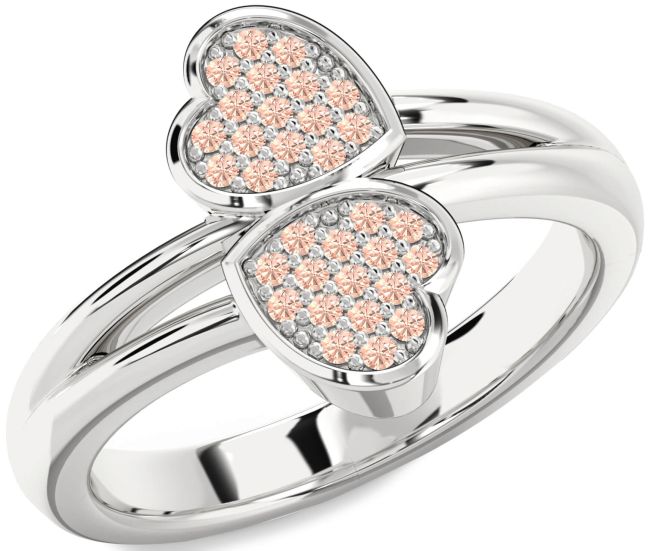 Morganite Platinum Heart Ring