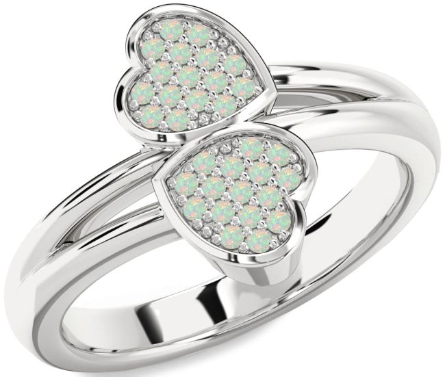 Opal Platinum Heart Ring