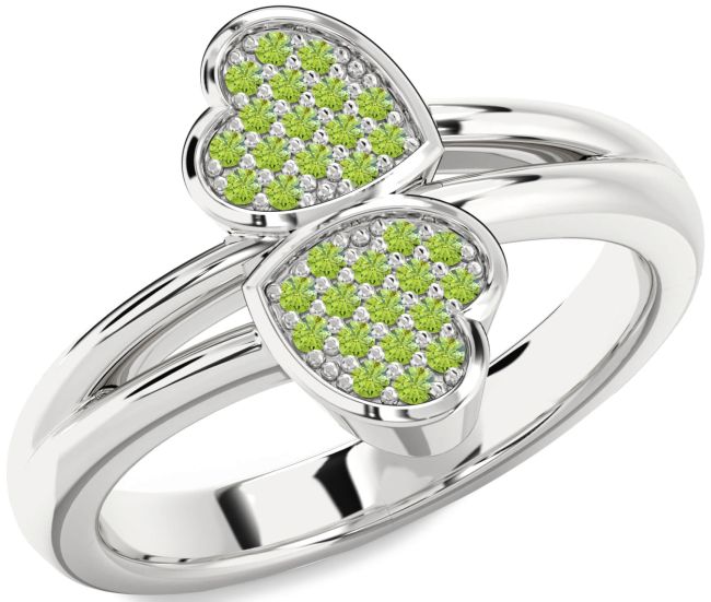 Peridot Platinum Heart Ring