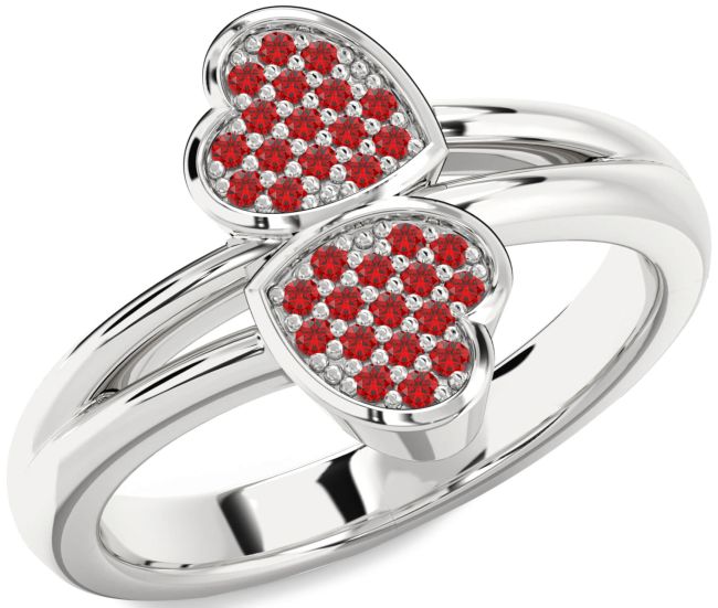 Ruby Platinum Heart Ring