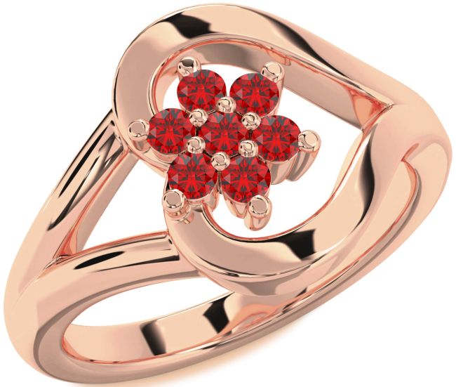 Ruby Rose Gold Heart Flower Promise Ring