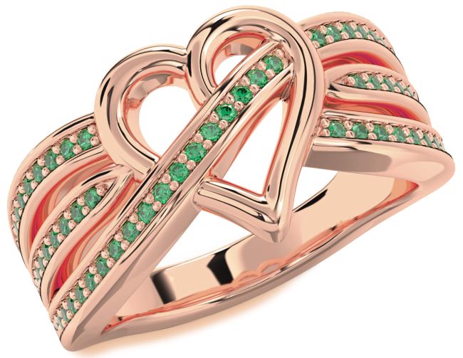 Emerald Rose Gold Heart Ring