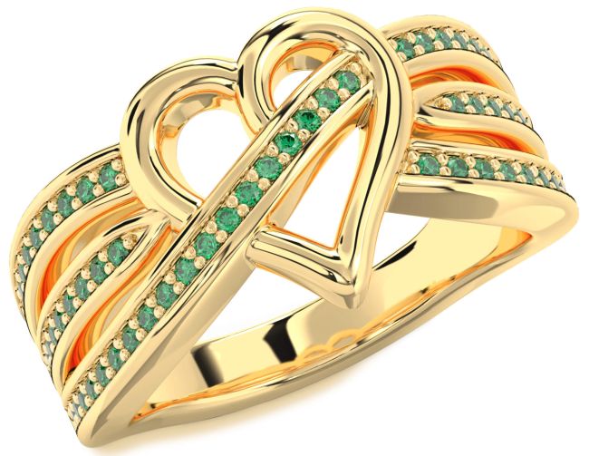 Emerald Gold Heart Ring