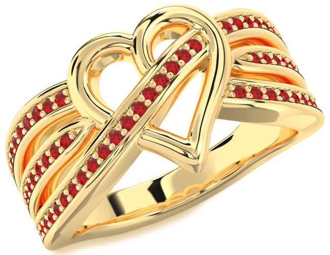 Ruby Gold Heart Ring