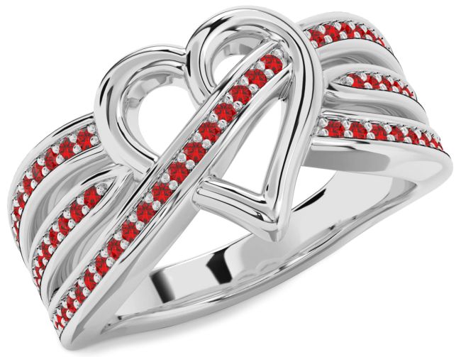 Ruby Platinum Heart Ring