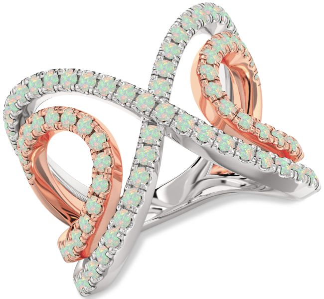 Opal Silver & 10K Rose Gold Infinity Ring