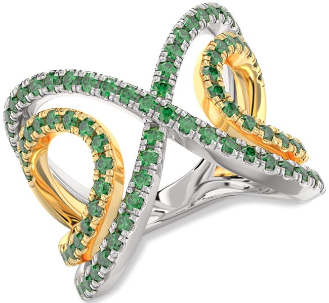 Emerald Gold Silver Infinity Ring