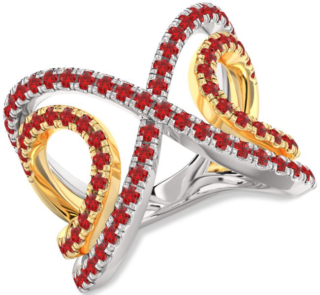 Ruby Gold Silver Infinity Ring