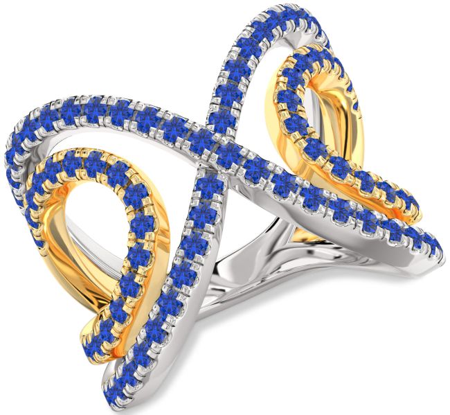 Blue Sapphire Gold Silver Infinity Ring