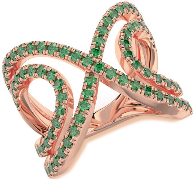 Emerald Rose Gold Silver Infinity Ring