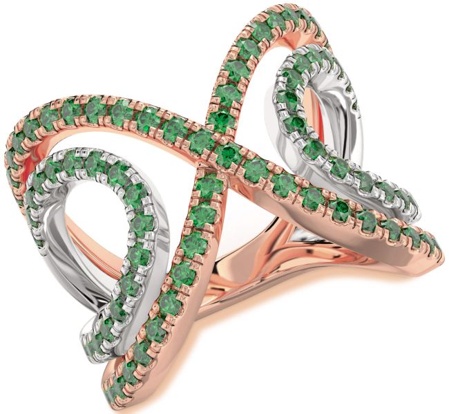 Emerald Rose Gold Silver Infinity Ring