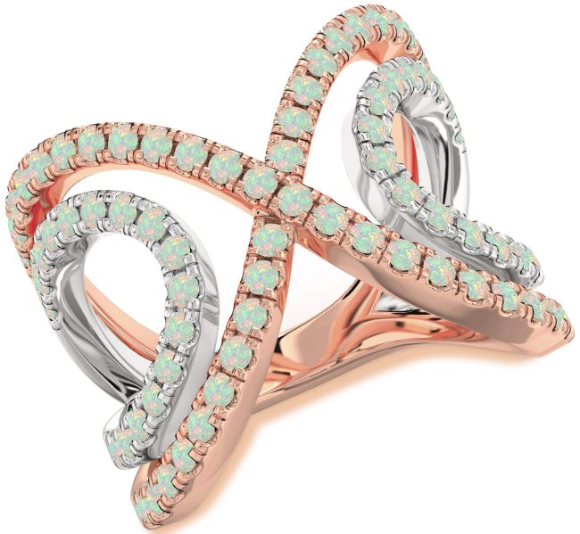 Opal White Rose Gold Infinity Ring