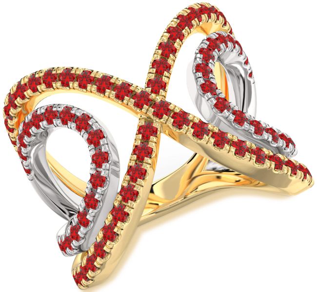 Ruby Gold Silver Infinity Ring
