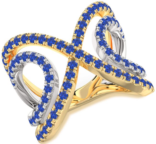 Blue Sapphire Gold Silver Infinity Ring