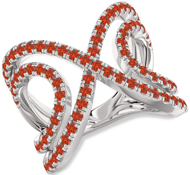 Fire Opal Platinum Infinity Ring