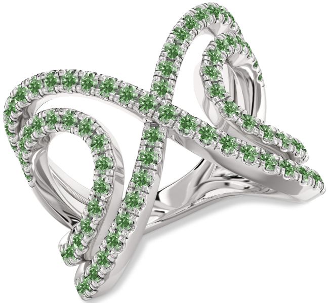 Green Diamond Platinum Infinity Ring