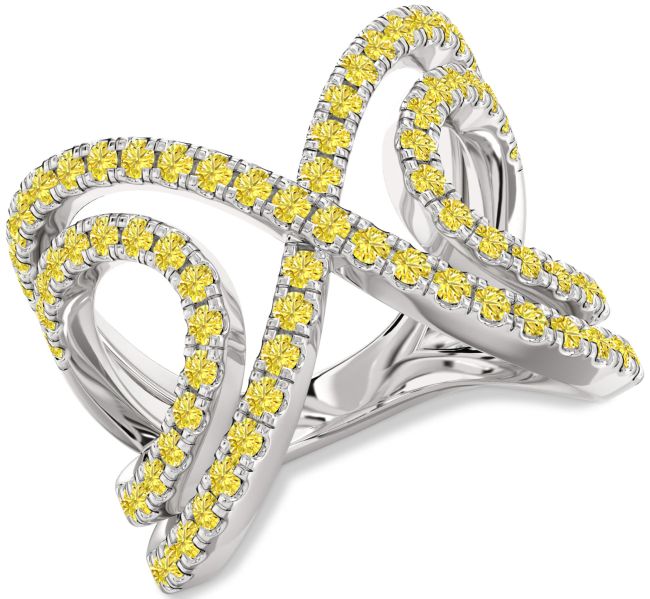Yellow Diamond Platinum Infinity Ring