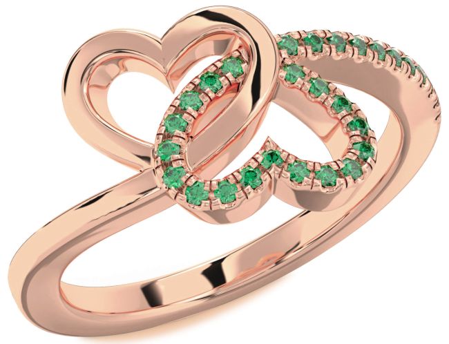 Emerald Rose Gold Heart Ring