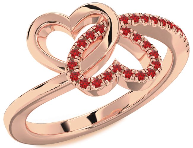 Ruby Rose Gold Silver Heart Ring
