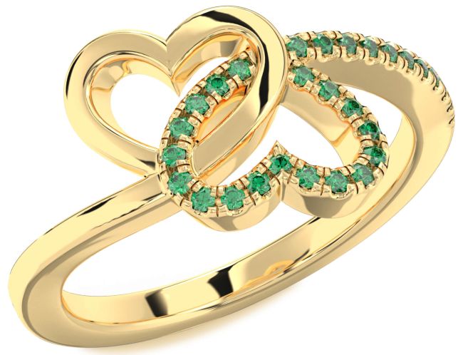 Emerald Gold Heart Ring