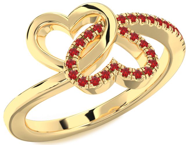 Ruby Gold Silver Heart Ring