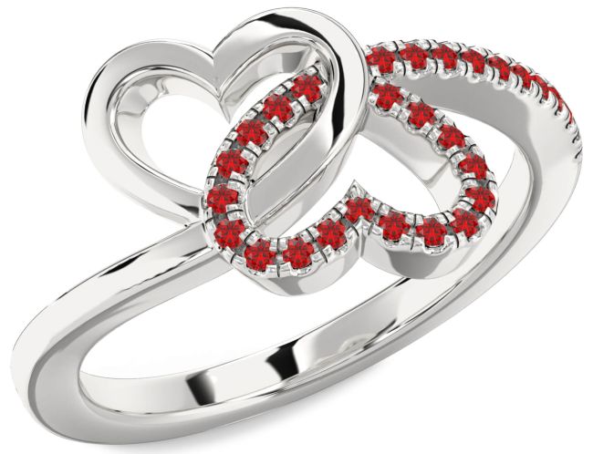 Ruby Platinum Heart Ring