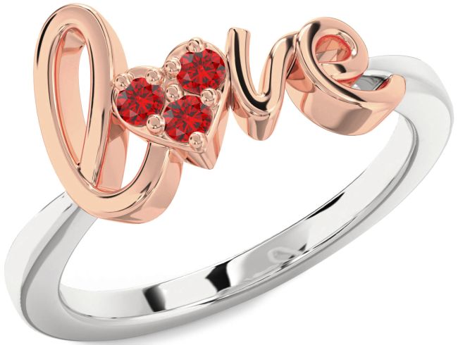 Ruby Rose Gold Silver Heart Promise Ring