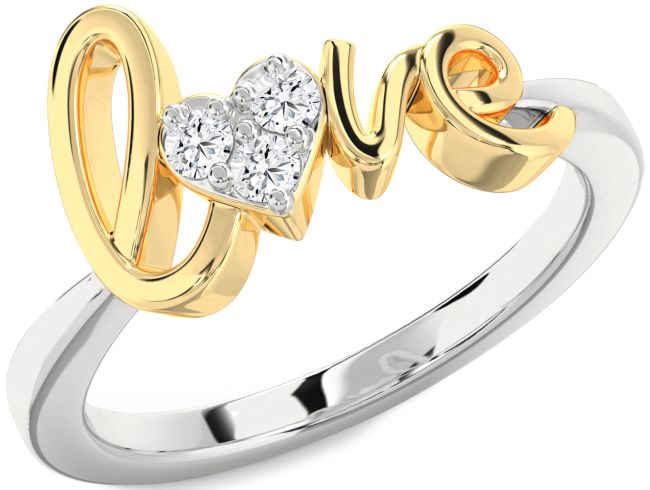 Diamond Platinum & Yellow Gold Heart Promise Ring