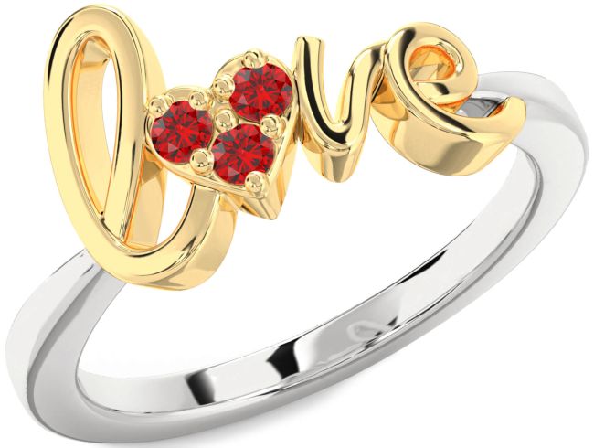 Ruby Gold Silver Heart Promise Ring