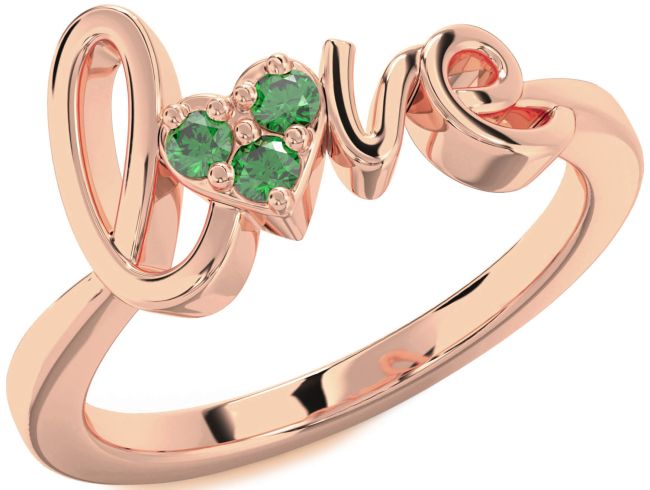 Emerald Rose Gold Heart Promise Ring