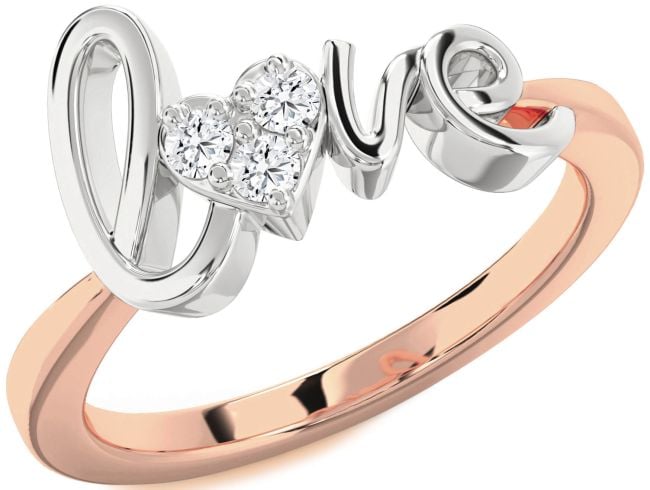 Diamond Platinum & Rose Gold Heart Promise Ring