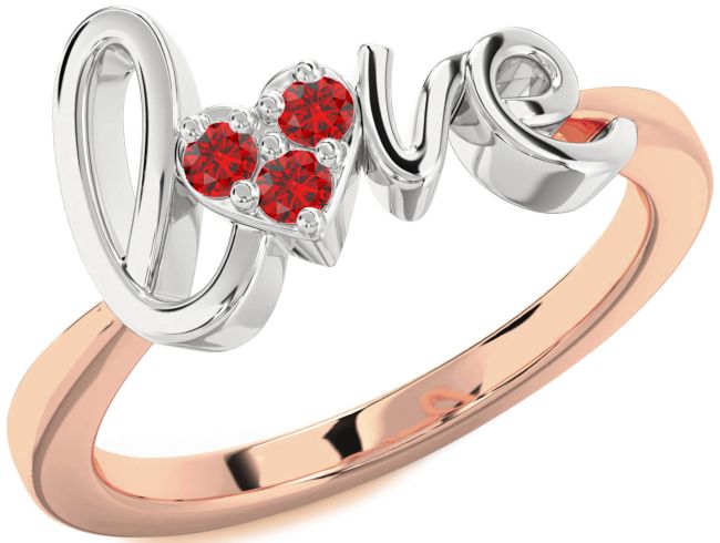 Ruby Rose Gold Silver Heart Promise Ring