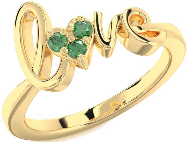 Emerald Gold Heart Promise Ring