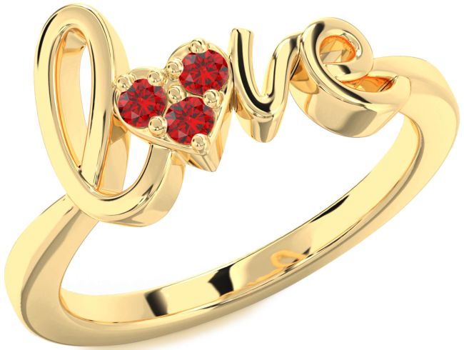 Ruby Gold Silver Heart Promise Ring